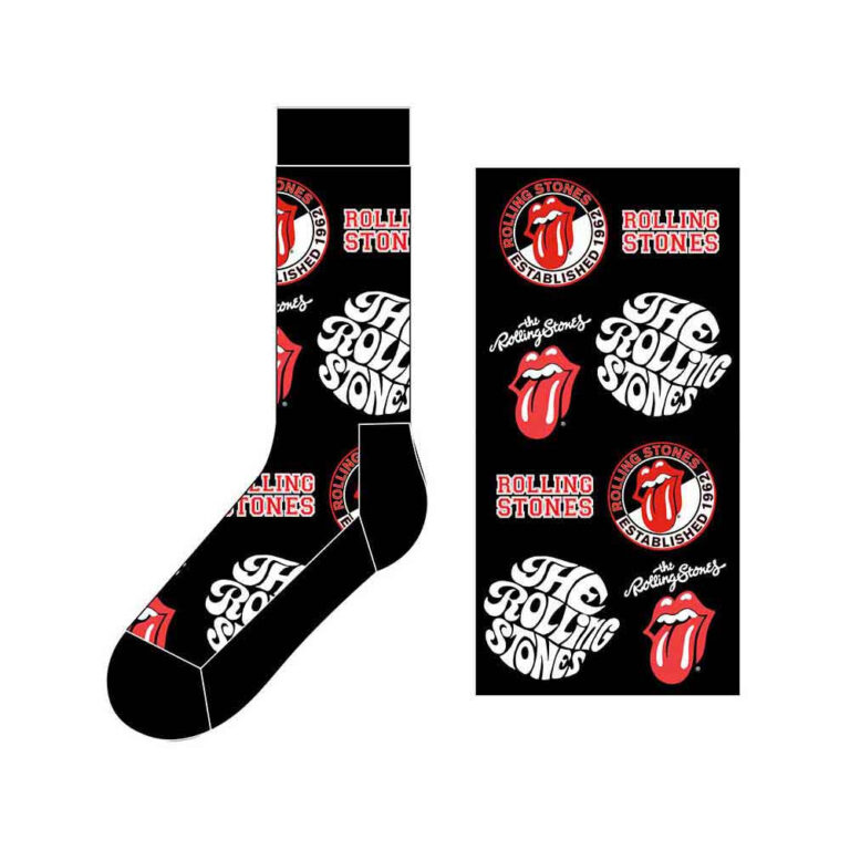 The Rolling Stones Unisex Logos Black UK Size 7 – 11 Socks