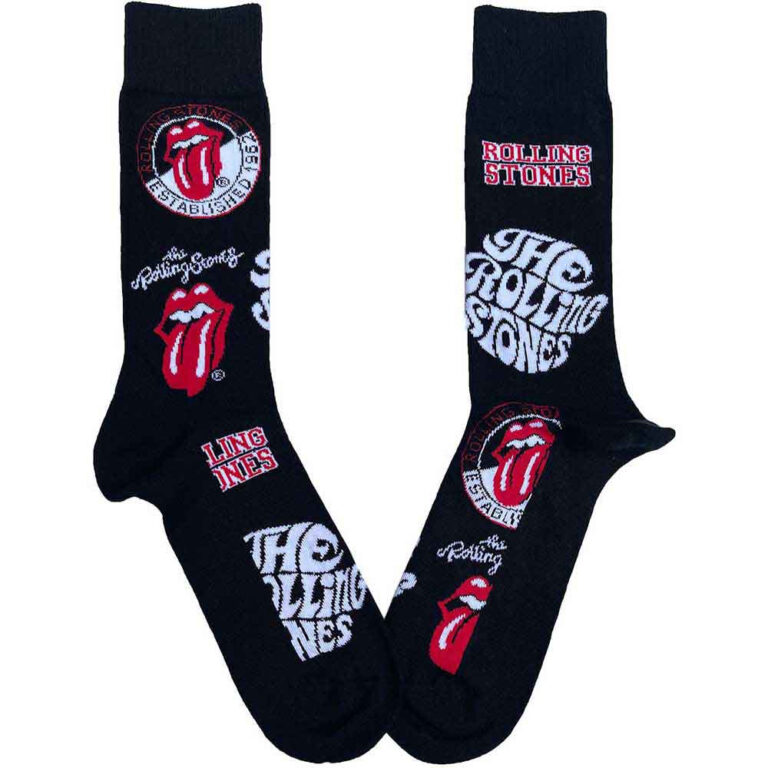 The Rolling Stones Unisex Logos Black UK Size 7 – 11 Socks