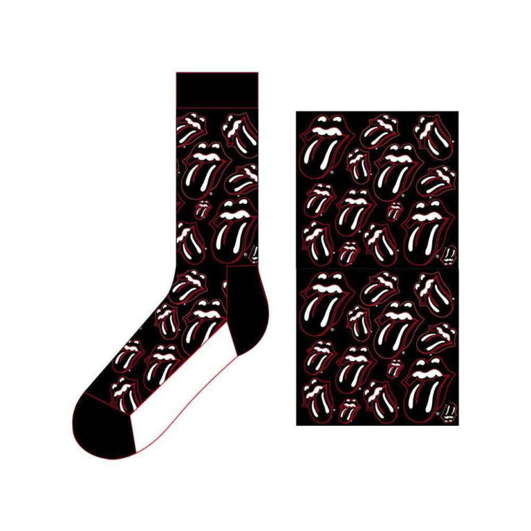 The Rolling Stones Unisex Outline Tongues Black UK Size 7 – 11 Socks