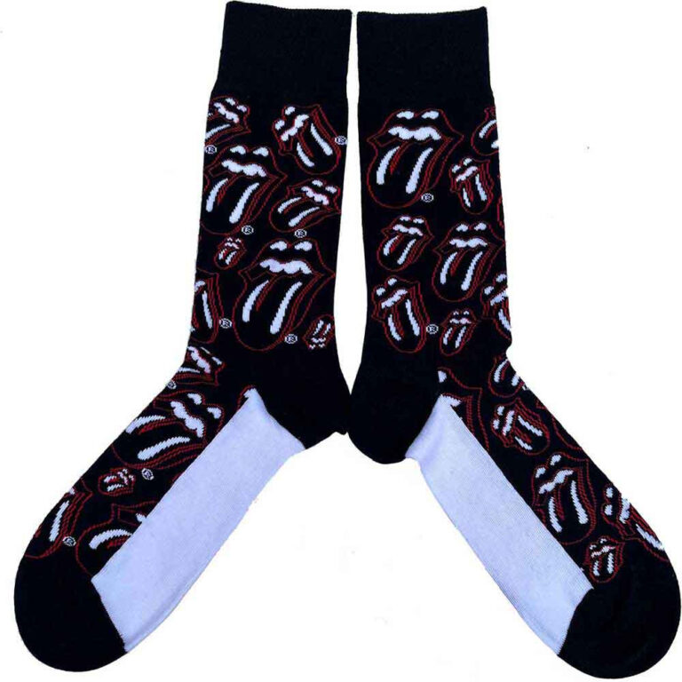 The Rolling Stones Unisex Outline Tongues Black UK Size 7 – 11 Socks