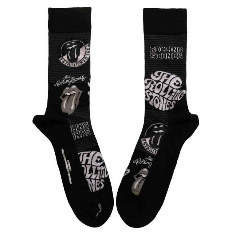The Rolling Stones Unisex Mono Logos Black UK Size 7 – 11 Socks