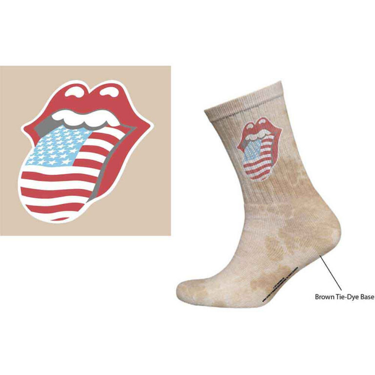 The Rolling Stones Unisex US Tongue Tie-Dye Effect Natural UK Size 7 – 11 Socks