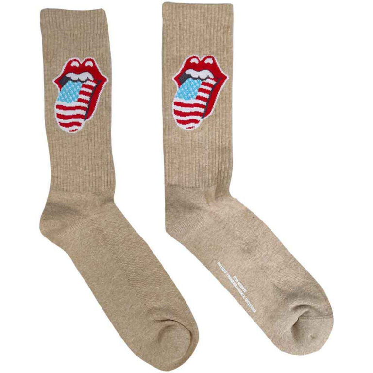 The Rolling Stones Unisex US Tongue Tie-Dye Effect Natural UK Size 7 – 11 Socks