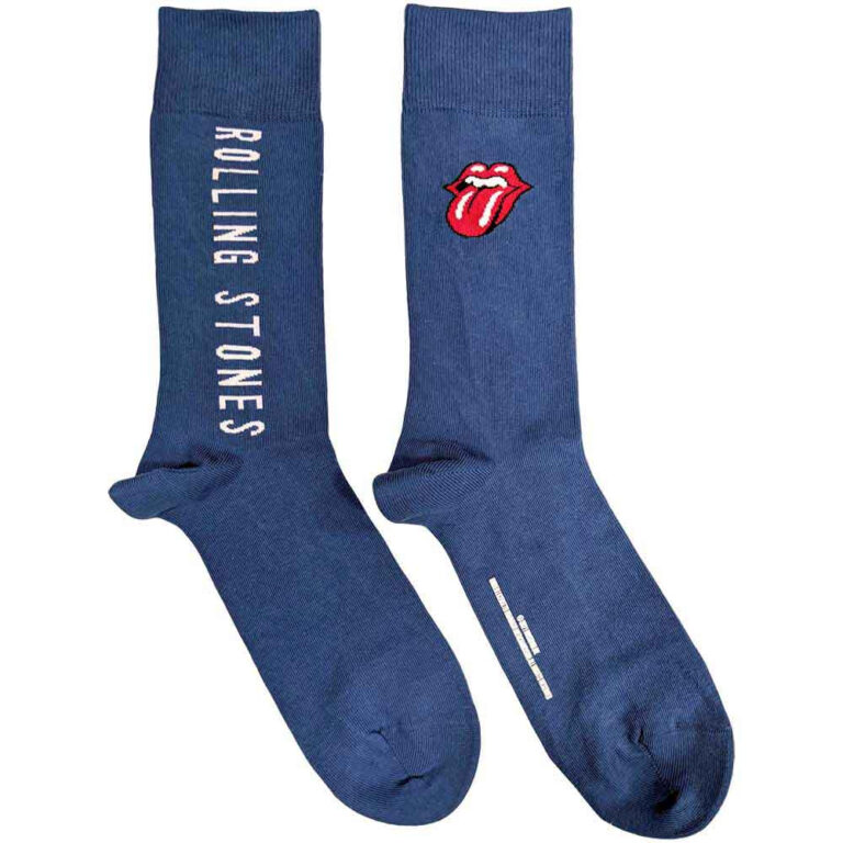 The Rolling Stones Unisex Vertical Tongue Tie-Dye Effect Blue UK Size 7 – 11 Socks