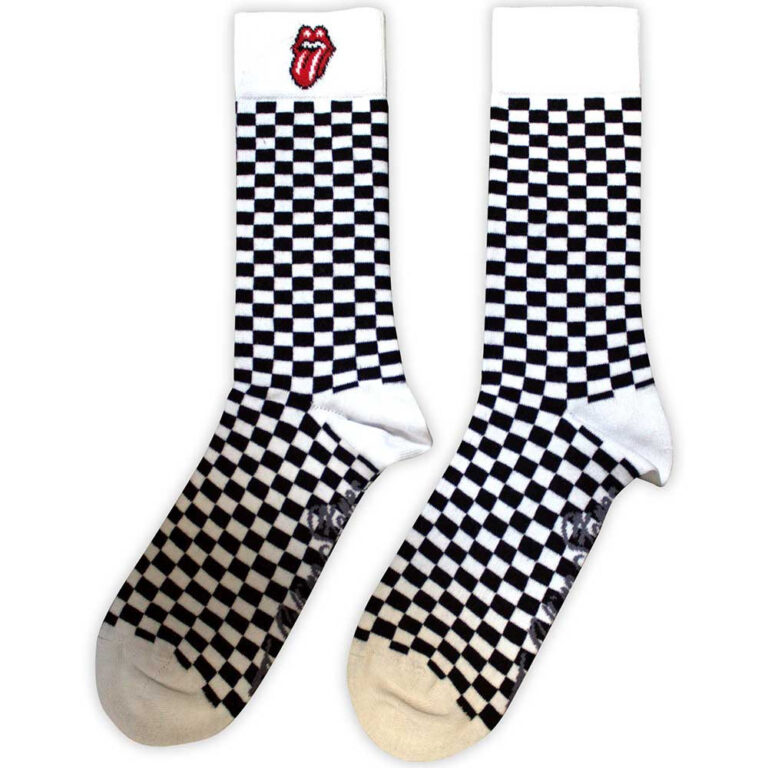 The Rolling Stones Unisex Check White UK Size 7 – 11 Socks