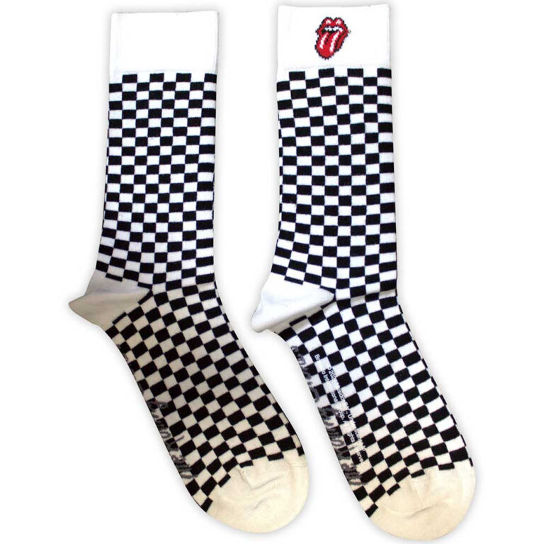 The Rolling Stones Unisex Check White UK Size 7 – 11 Socks