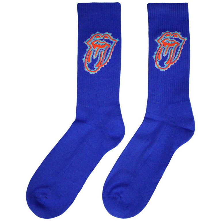 The Rolling Stones Doodle Tongue Blue UK Size 7 – 11 Terry Socks