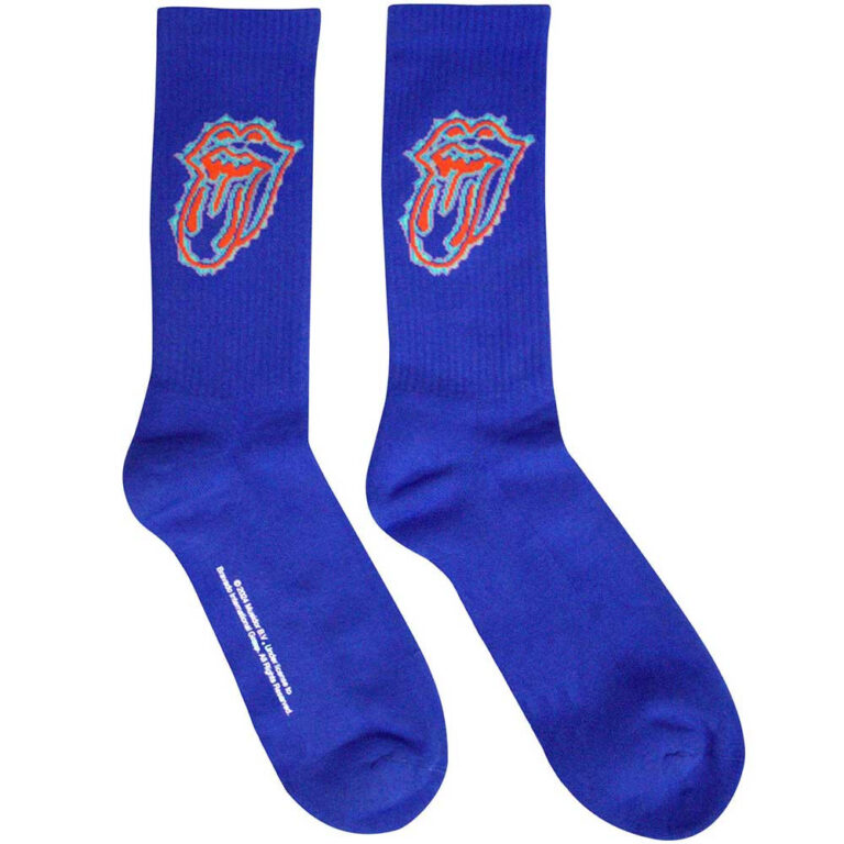 The Rolling Stones Doodle Tongue Blue UK Size 7 – 11 Terry Socks