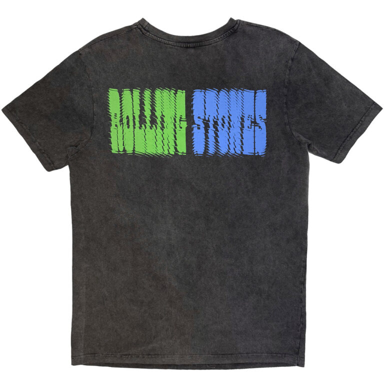 The Rolling Stones Distorted Tongue Charcoal Grey Back Print T-Shirt