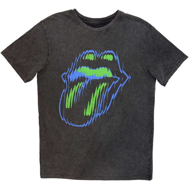 The Rolling Stones Distorted Tongue Charcoal Grey Back Print T-Shirt