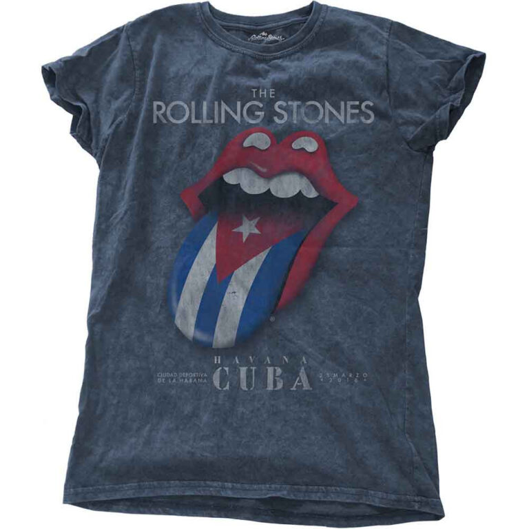 The Rolling Stones Havana Cuba Denim Blue Wash Collection Ladies T-Shirt