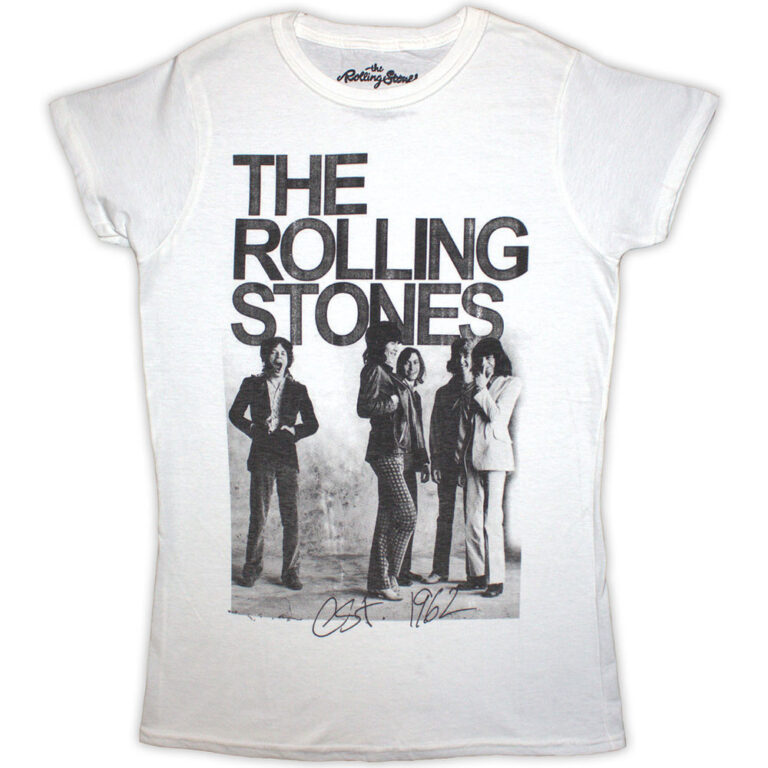 The Rolling Stones Est. 1962 Group Photo White Ladies T-Shirt