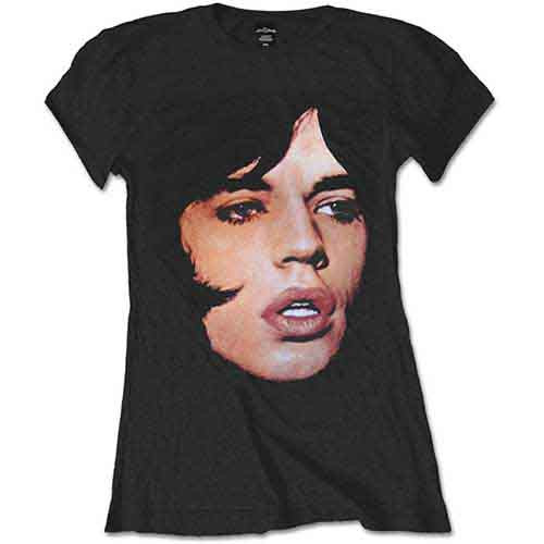 The Rolling Stones Mick Portrait Black Ladies T-Shirt