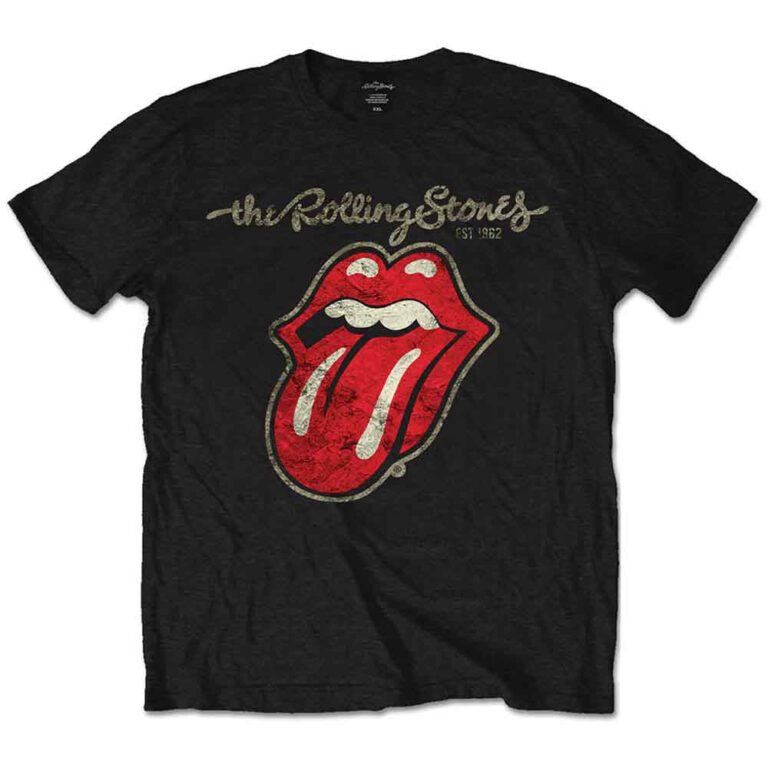 The Rolling Stones Plastered Tongue Black T-Shirt