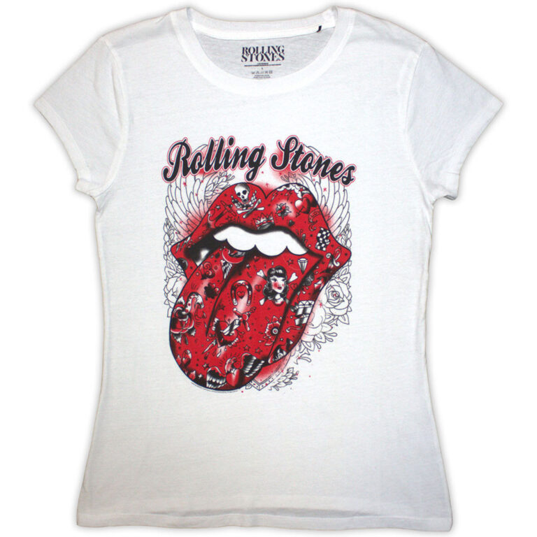The Rolling Stones Tattoo Flash White Ladies T-Shirt