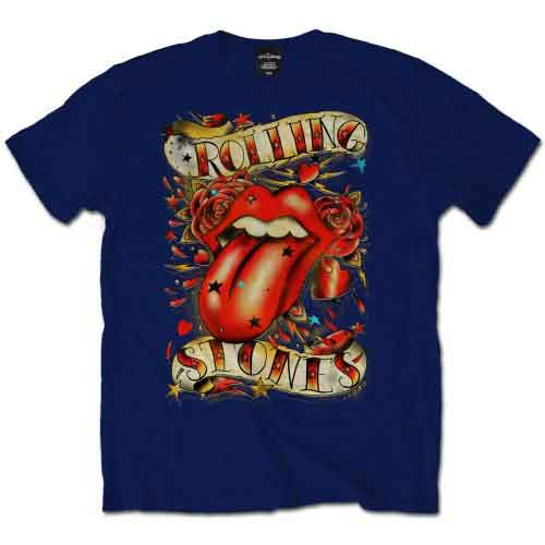 The Rolling Stones Tongue & Stars Navy Blue T-Shirt
