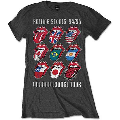 The Rolling Stones Voodoo Lounge Tongues Charcoal Grey Ladies T-Shirt