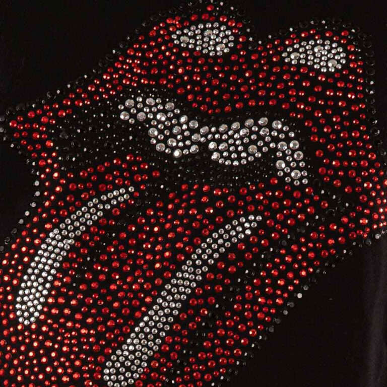 The Rolling Stones Classic Tongue Black Embellished Ladies T-Shirt