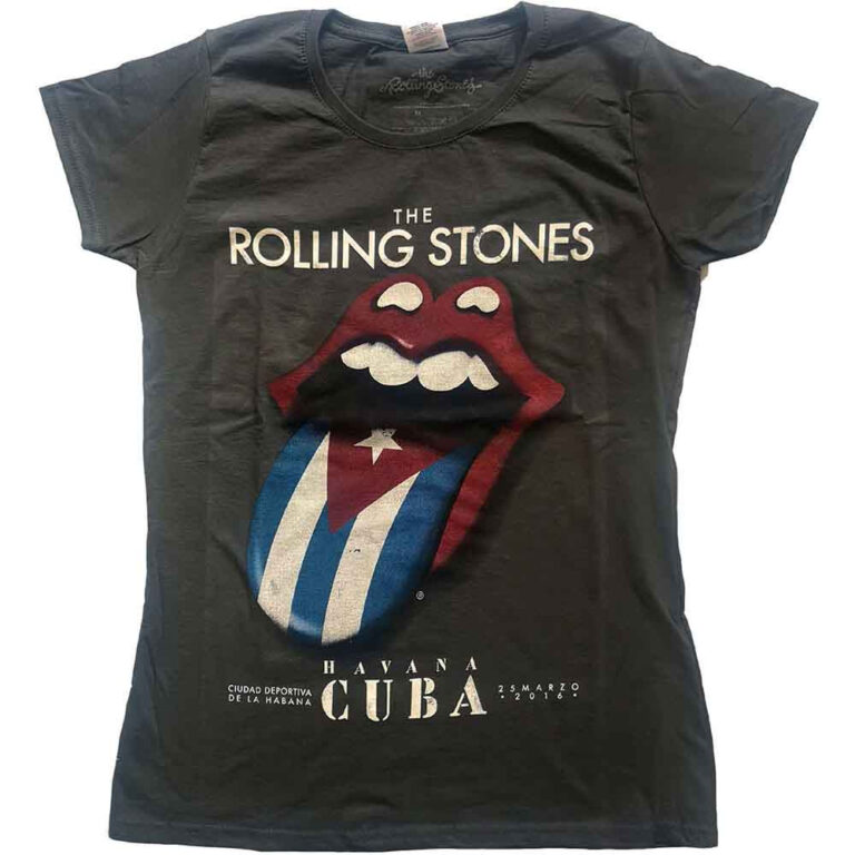 The Rolling Stones Havana Cuba Charcoal Grey Ladies T-Shirt