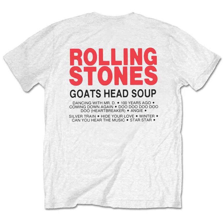 The Rolling Stones Goat Head Soup Tracklist White Back Print T-Shirt