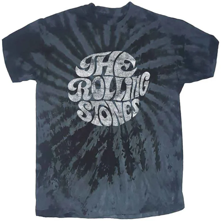 The Rolling Stones 70’s Logo Dip-Dye On Black Wash Collection T-Shirt