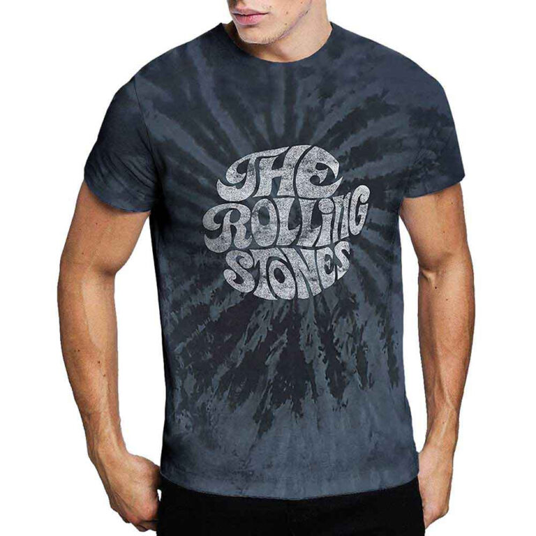 The Rolling Stones 70’s Logo Dip-Dye On Black Wash Collection T-Shirt