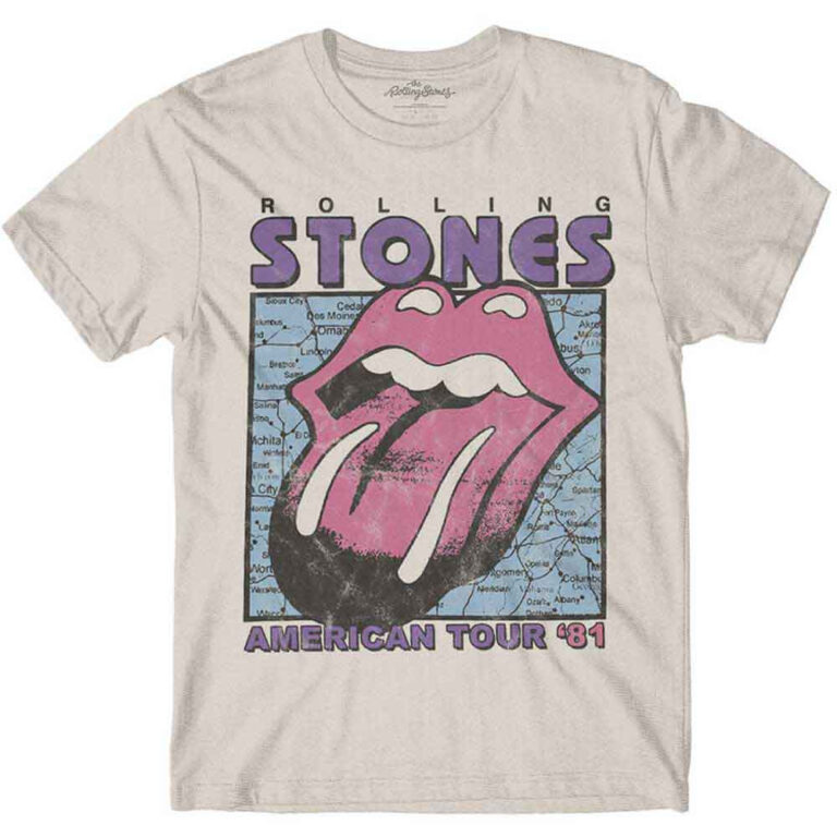 The Rolling Stones American Tour Map Natural T-Shirt