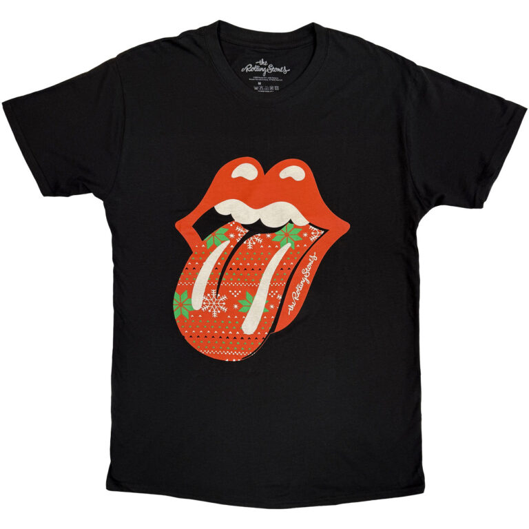 The Rolling Stones Christmas Tongue Black T-Shirt