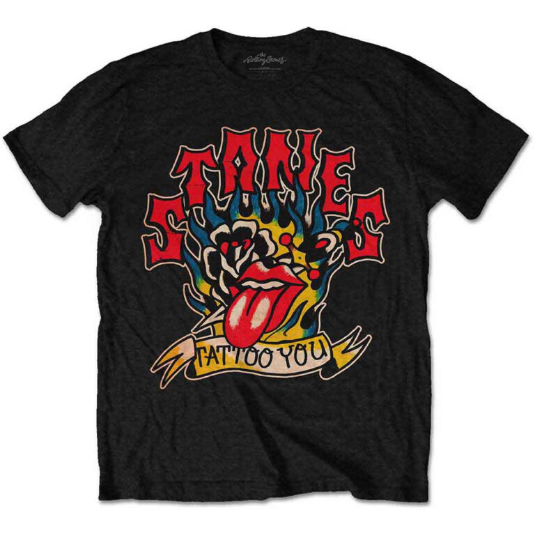 The Rolling Stones Tattoo You Blue Flames Black T-Shirt