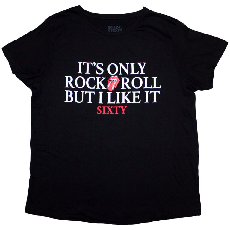 The Rolling Stones Sixty It’s only R&R but I like it Foiled Print Black Embellished Ladies T-Shirt