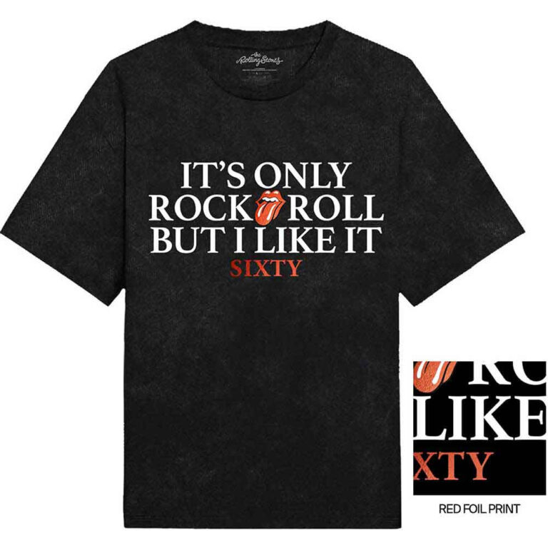 The Rolling Stones Sixty It’s only R&R but I like it Foiled Print Black Embellished Ladies T-Shirt