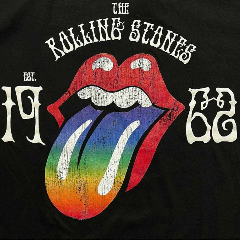 The Rolling Stones Sixty Rainbow Tongue ’62 Black Embellished Ladies T-Shirt