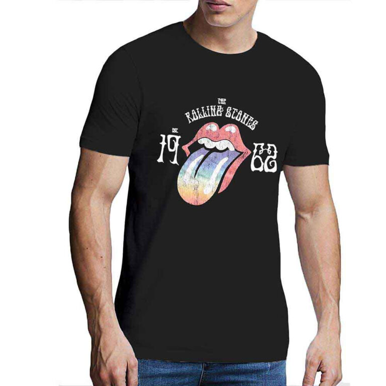 The Rolling Stones Sixty Rainbow Tongue ’62 Black Embellished T-Shirt