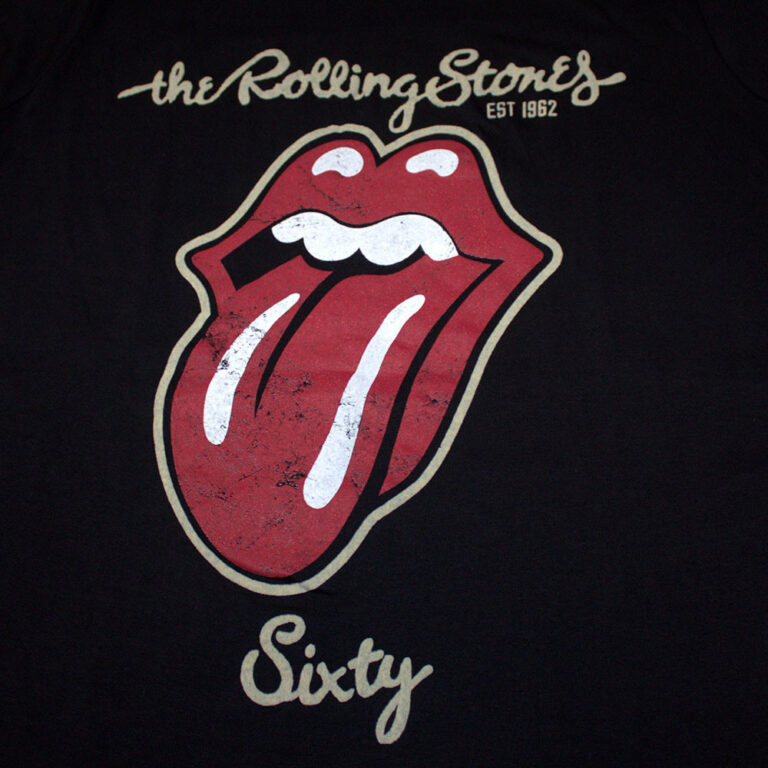 The Rolling Stones Sixty Plastered Tongue Black Embellished Ladies T-Shirt