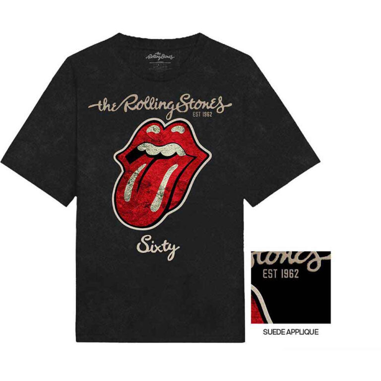 The Rolling Stones Sixty Plastered Tongue Black Embellished T-Shirt