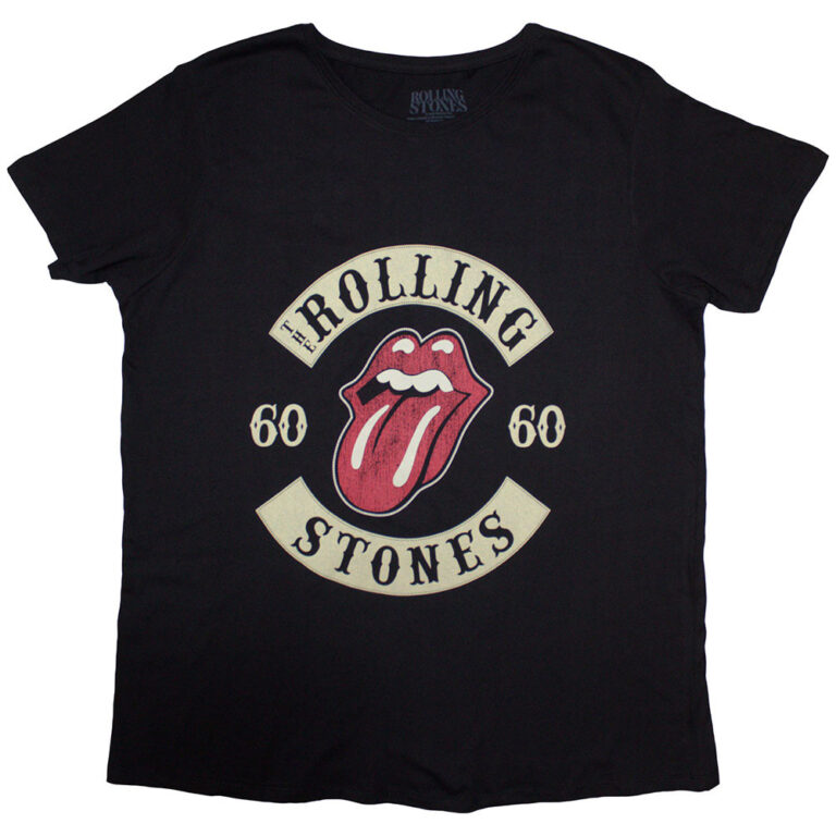 The Rolling Stones Sixty Biker Tongue Black Embellished Ladies T-Shirt