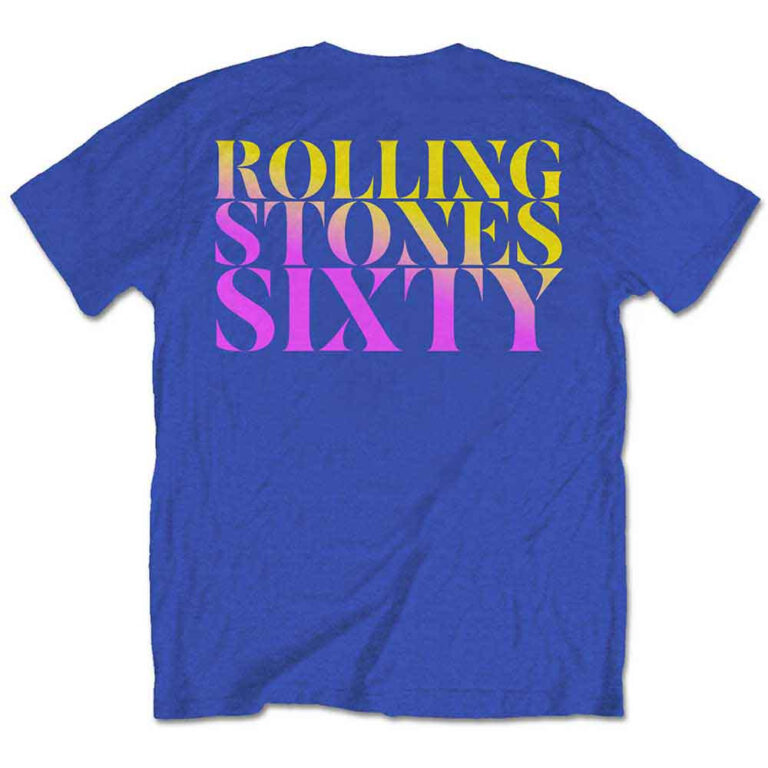 The Rolling Stones Sixty Gradient Text Royal Blue Back Print T-Shirt