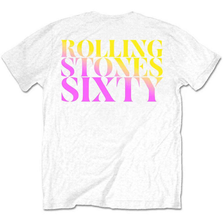 The Rolling Stones Sixty Gradient Text White Back Print T-Shirt