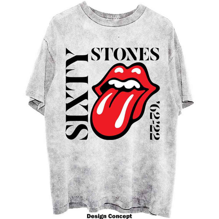 The Rolling Stones Sixty Vertical Grey Wash Collection T-Shirt
