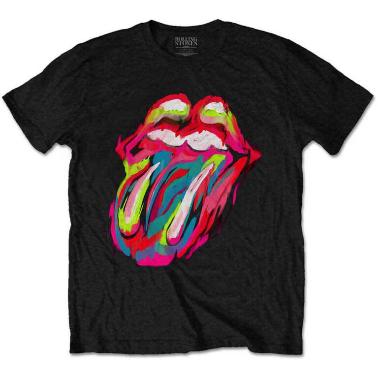 The Rolling Stones Sixty Brushstroke Tongue Black T-Shirt