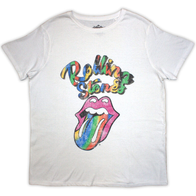 The Rolling Stones Multicolour Tongue White Ladies T-Shirt