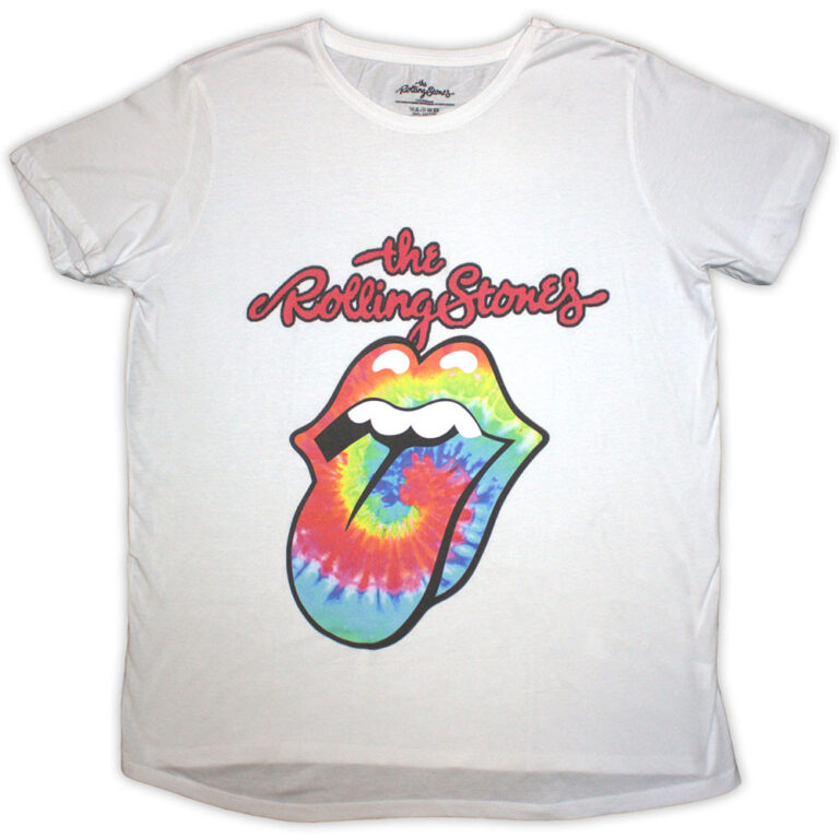 The Rolling Stones Tie Dye Tongue White Ladies T-Shirt