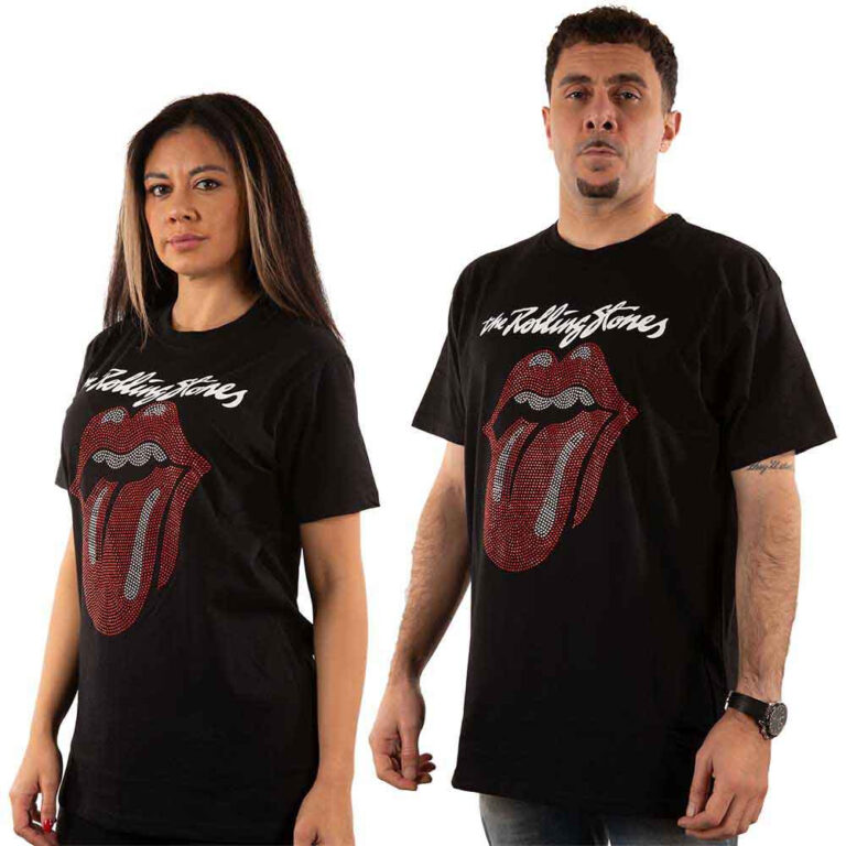 The Rolling Stones Logo & Tongue Black Embellished T-Shirt