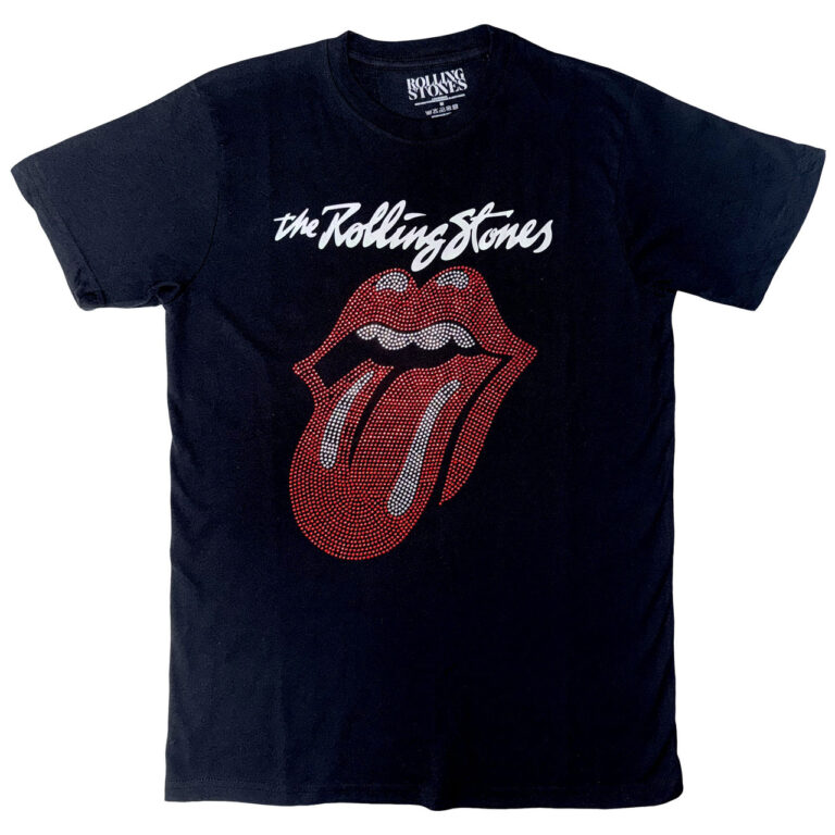 The Rolling Stones Logo & Tongue Black Embellished T-Shirt