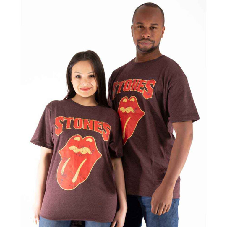 The Rolling Stones Gothic Text Brown T-Shirt