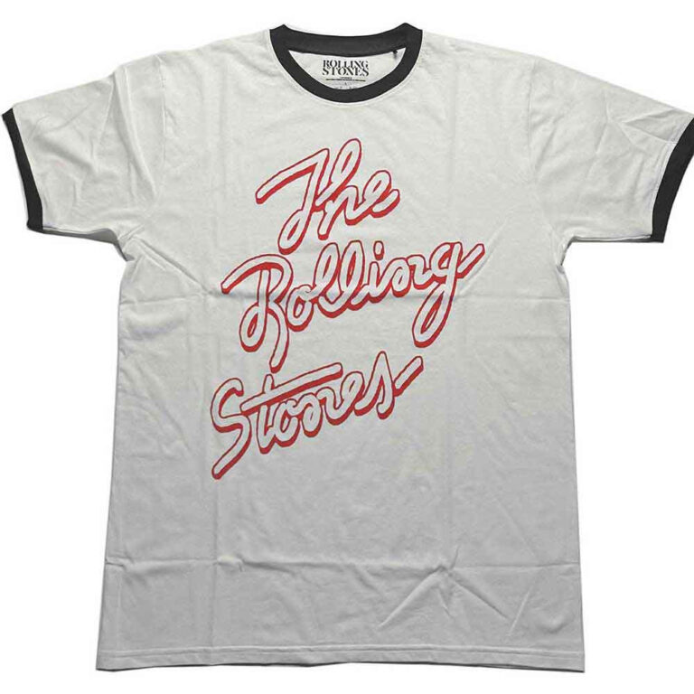 The Rolling Stones Signature Logo White Ringer T-Shirt