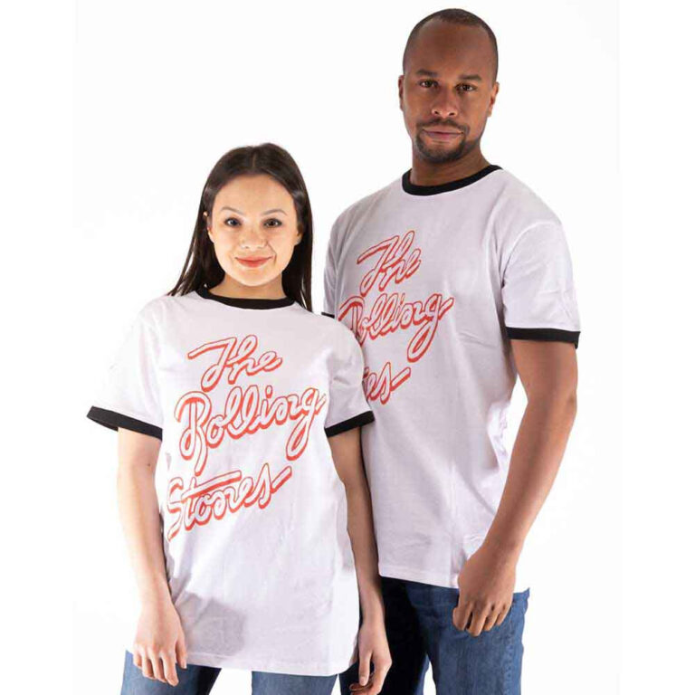 The Rolling Stones Signature Logo White Ringer T-Shirt