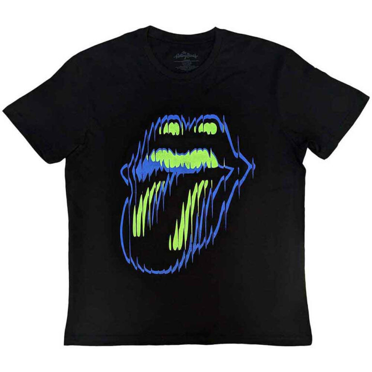 The Rolling Stones Distorted Tongue Black Back Print T-Shirt