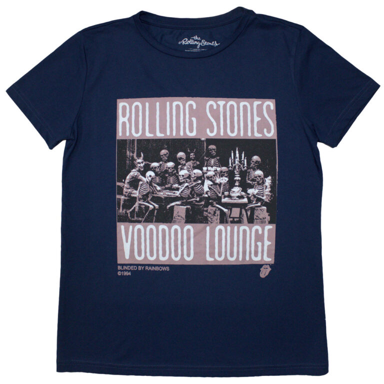 The Rolling Stones Voodoo Skulls Denim Blue Ladies T-Shirt