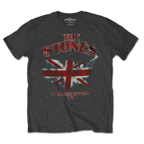The Rolling Stones Union Jack US Map Charcoal Grey T-Shirt